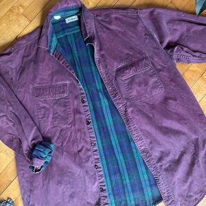 LL Bean Men's Purple Jacket with Plaid Lining